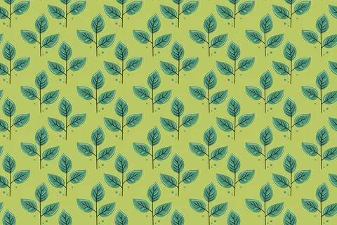 Hand drawn floral pattern vector design. Simple ornament with plant and leaf. Illustrazione stock