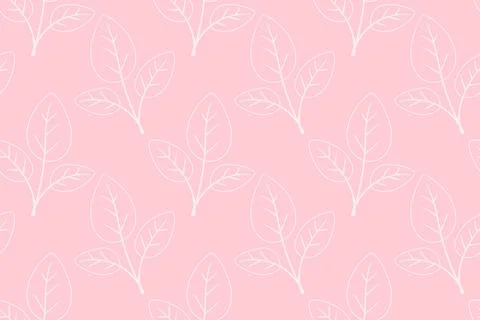 Hand drawn floral pattern vector design. Simple ornament with plant and leaf. Stock Illustration