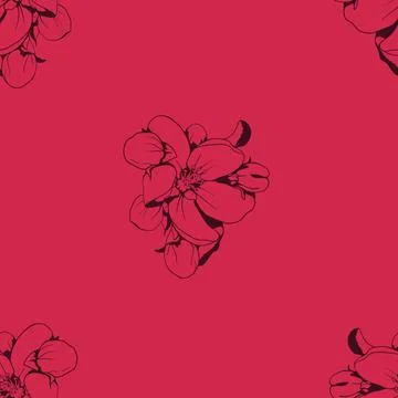 Hand drawn floral pattern vector design. Flower drawing simple ornament. Illustrazione stock