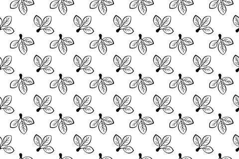 Hand drawn floral pattern vector design. Simple ornament with plant and leaf. Stock Illustration