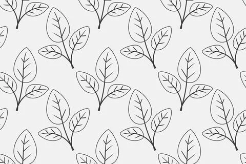 Hand drawn floral pattern vector design. Simple ornament with plant and leaf. イラスト素材