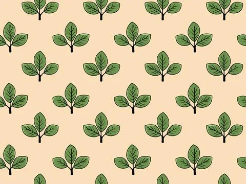 Hand drawn floral pattern vector design. Simple ornament with plant and leaf. Stock Illustration
