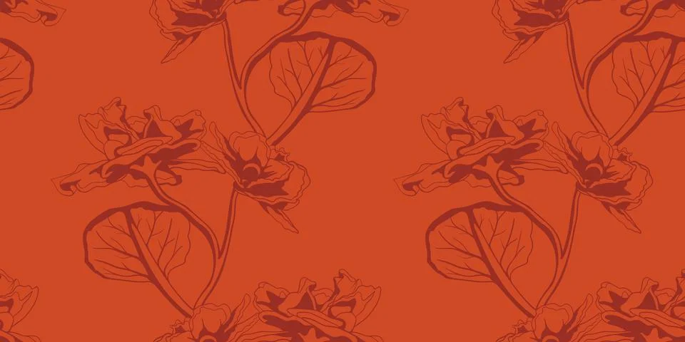 Hand drawn floral pattern vector design. Flower drawing simple ornament. イラスト素材