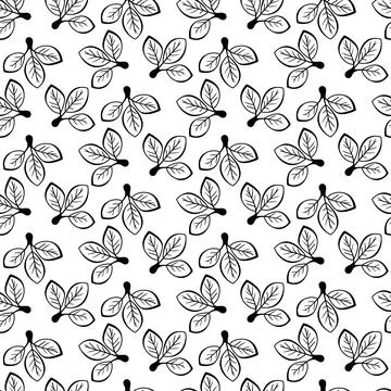 Hand drawn floral pattern vector design. Simple ornament with plant and leaf. Illustrazione stock
