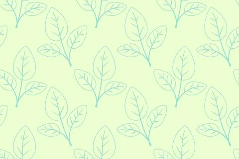 Hand drawn floral pattern vector design. Simple ornament with plant and leaf. Stock Illustration