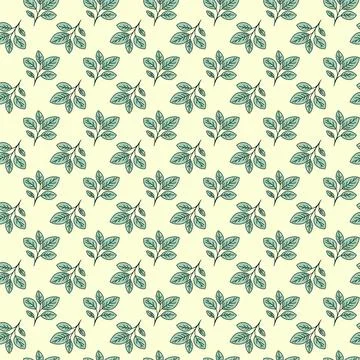 Hand drawn floral pattern vector design. Simple ornament with plant and leaf. Stock Illustration