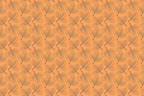 Hand drawn floral pattern vector design. Simple ornament with plant and leaf. Stock Illustration