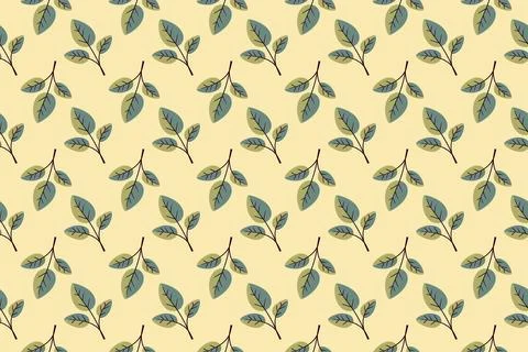 Hand drawn floral pattern vector design. Simple ornament with plant and leaf. イラスト素材