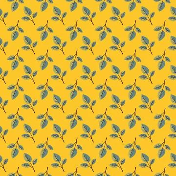 Hand drawn floral pattern vector design. Simple ornament with plant and leaf. Illustrazione stock