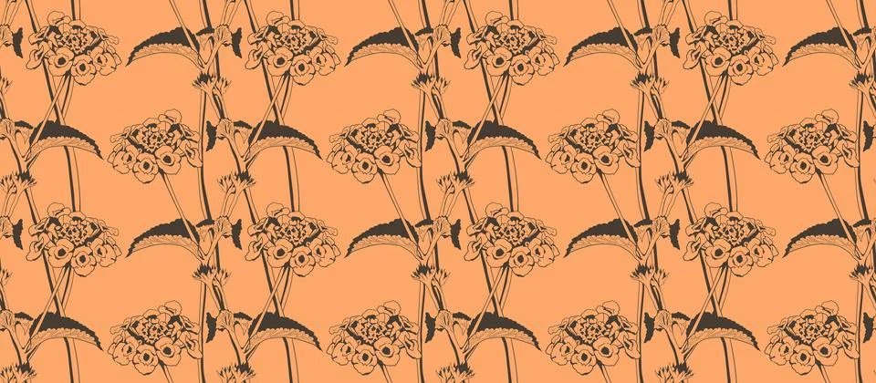 Hand drawn floral pattern vector design. Flower drawing simple ornament. Illustrazione stock