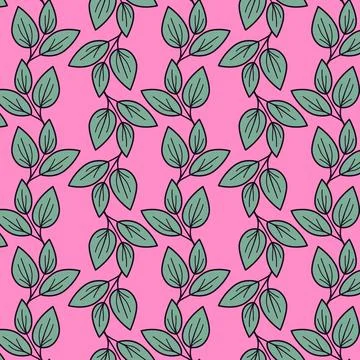 Hand drawn floral pattern vector design. Simple ornament with plant and leaf. イラスト素材