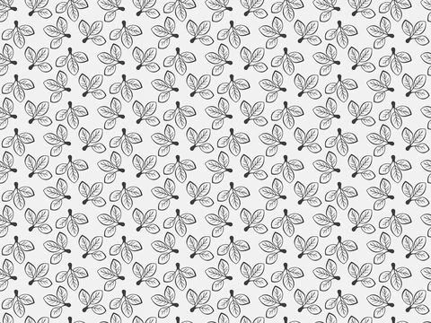 Hand drawn floral pattern vector design. Simple ornament with plant and leaf. Illustrazione stock