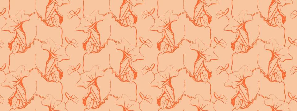 Hand drawn floral pattern vector design. Flower drawing simple ornament. イラスト素材