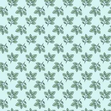 Hand drawn floral pattern vector design. Simple ornament with plant and leaf. Stock Illustration