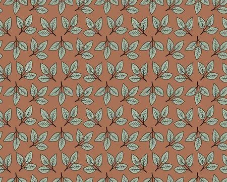 Hand drawn floral pattern vector design. Simple ornament with plant and leaf. Stock Illustration