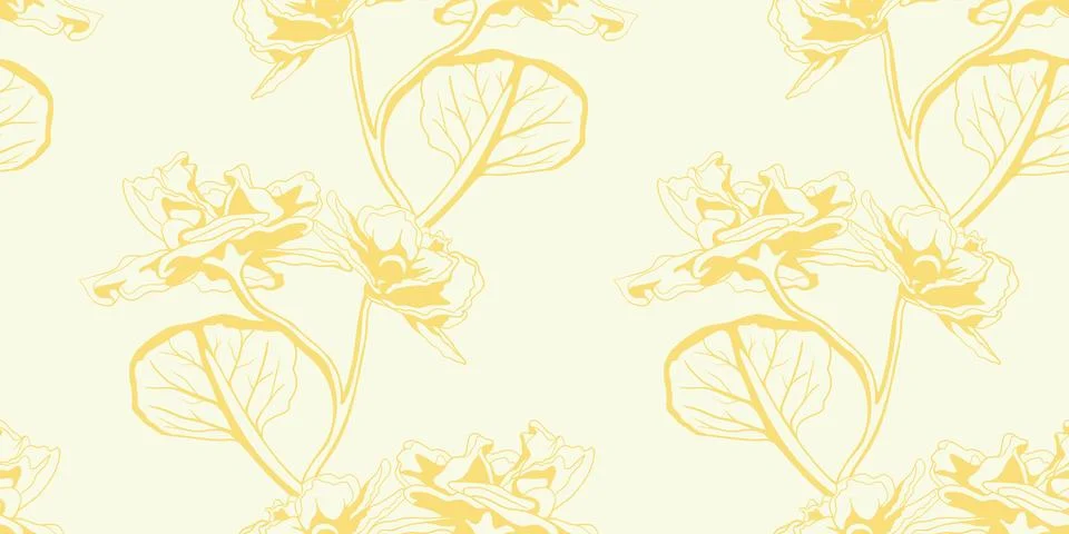 Hand drawn floral pattern vector design. Flower drawing simple ornament. Stock Illustration