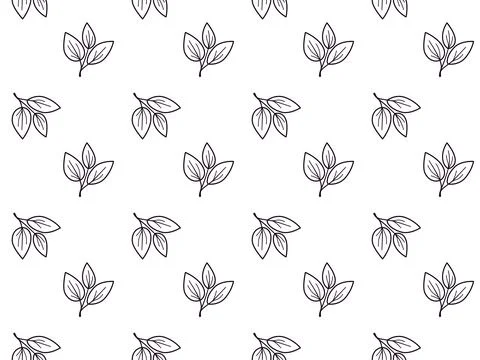Hand drawn floral pattern vector design. Simple ornament with plant and leaf. Stock Illustration