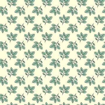 Hand drawn floral pattern vector design. Simple ornament with plant and leaf. イラスト素材