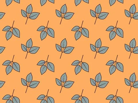 Hand drawn floral pattern vector design. Simple ornament with plant and leaf. Stock Illustration