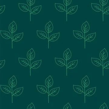 Hand drawn floral pattern vector design. Simple ornament with plant and leaf. Stock Illustration