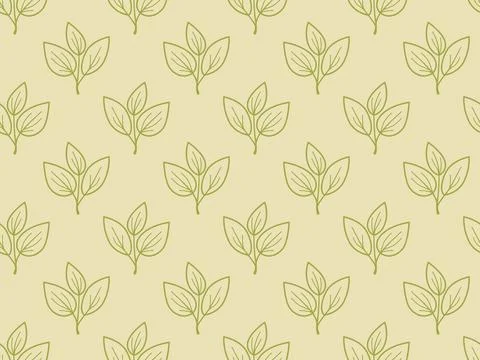 Hand drawn floral pattern vector design. Simple ornament with plant and leaf. Stock Illustration
