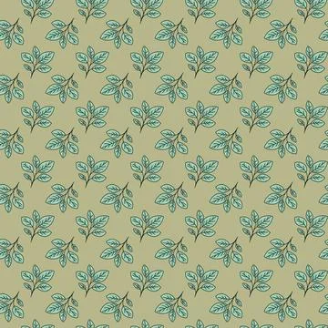 Hand drawn floral pattern vector design. Simple ornament with plant and leaf. Illustrazione stock