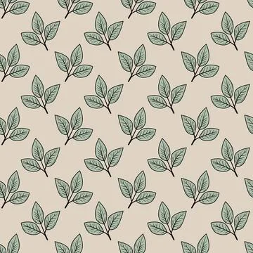 Hand drawn floral pattern vector design. Simple ornament with plant and leaf. Illustrazione stock