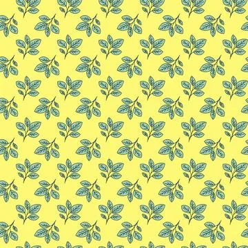 Hand drawn floral pattern vector design. Simple ornament with plant and leaf. Illustrazione stock