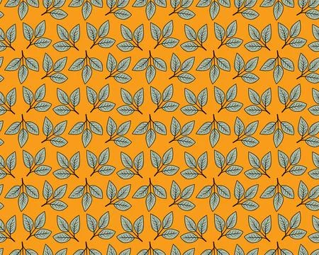 Hand drawn floral pattern vector design. Simple ornament with plant and leaf. Stock Illustration