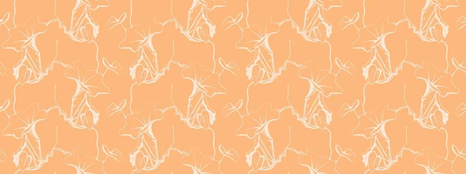 Hand drawn floral pattern vector design. Flower drawing simple ornament. Stock Illustration