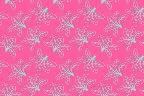 Hand drawn floral pattern vector design. Simple ornament with plant and leaf. Stock Illustration