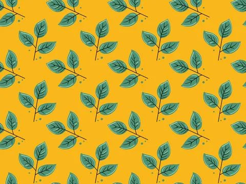 Hand drawn floral pattern vector design. Simple ornament with plant and leaf. Illustrazione stock