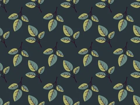 Hand drawn floral pattern vector design. Simple ornament with plant and leaf. Illustrazione stock