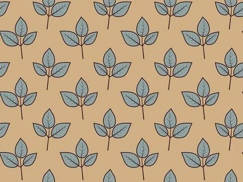 Hand drawn floral pattern vector design. Simple ornament with plant and leaf. Stock Illustration