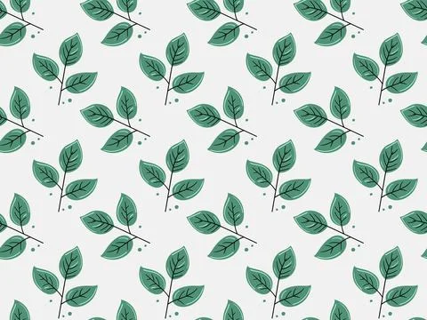 Hand drawn floral pattern vector design. Simple ornament with plant and leaf. Stock Illustration