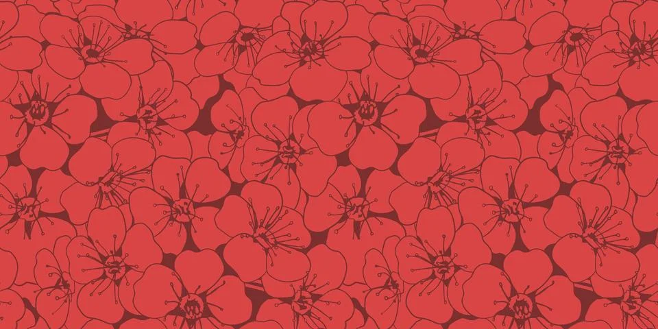 Hand drawn floral pattern vector design. Flower drawing simple ornament. Illustrazione stock