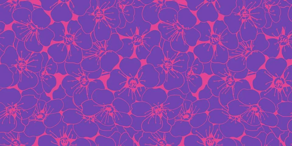 Hand drawn floral pattern vector design. Flower drawing simple ornament. Stock Illustration