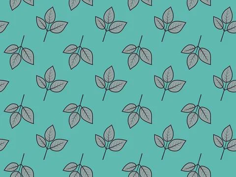 Hand drawn floral pattern vector design. Simple ornament with plant and leaf. Illustrazione stock