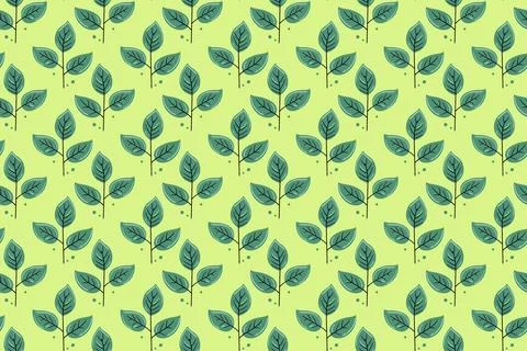 Hand drawn floral pattern vector design. Simple ornament with plant and leaf. Stock Illustration