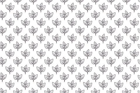 Hand drawn floral pattern vector design. Simple ornament with plant and leaf. Stock Illustration