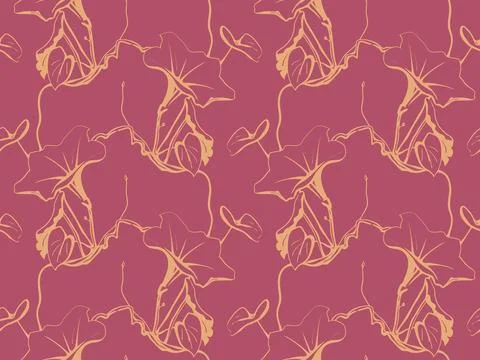 Hand drawn floral pattern vector design. Flower drawing simple ornament. Stock Illustration