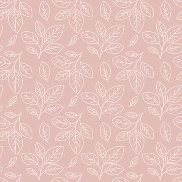 Hand drawn floral pattern vector design. Simple ornament with plant and leaf. Stock Illustration