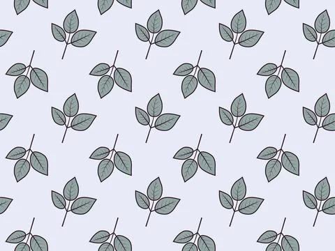 Hand drawn floral pattern vector design. Simple ornament with plant and leaf. イラスト素材