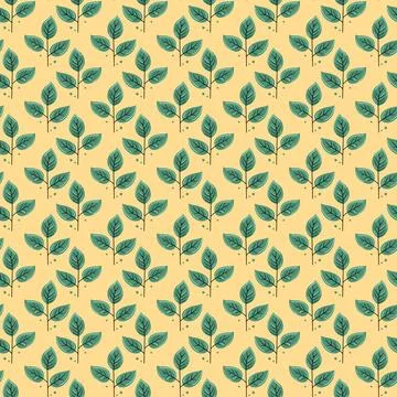 Hand drawn floral pattern vector design. Simple ornament with plant and leaf. イラスト素材