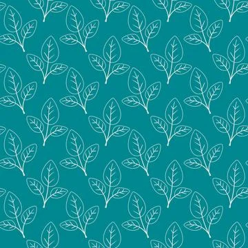 Hand drawn floral pattern vector design. Simple ornament with plant and leaf. Stock Illustration