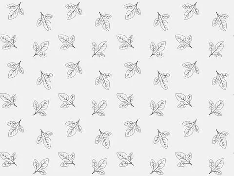 Hand drawn floral pattern vector design. Simple ornament with plant and leaf. Stock Illustration