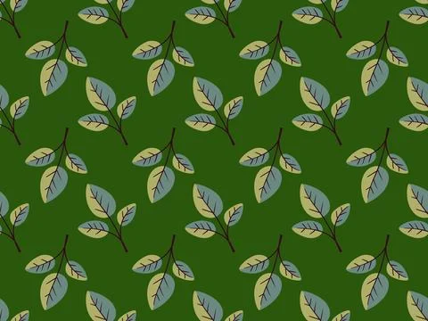 Hand drawn floral pattern vector design. Simple ornament with plant and leaf. Stock Illustration