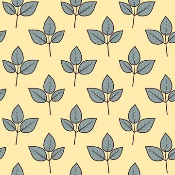 Hand drawn floral pattern vector design. Simple ornament with plant and leaf. イラスト素材
