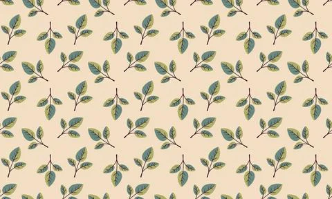 Hand drawn floral pattern vector design. Simple ornament with plant and leaf. Stock Illustration