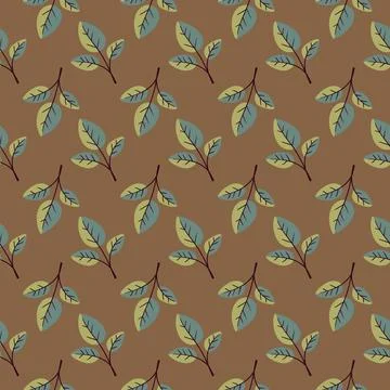 Hand drawn floral pattern vector design. Simple ornament with plant and leaf. Illustrazione stock